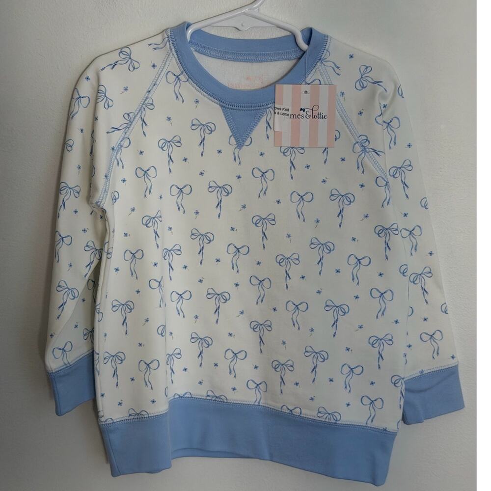 James & Lottie Sidney Sweatshirt- Blue Bows size 4T NWT $56